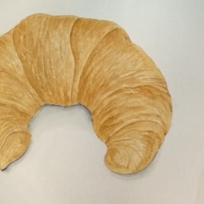 Melukis Roti Croissant dengan Cat Air