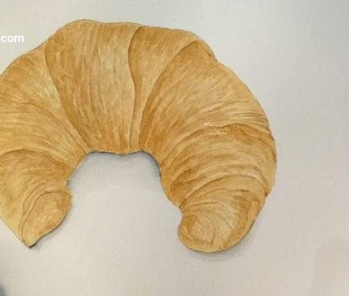 Melukis Roti Croissant dengan Cat Air