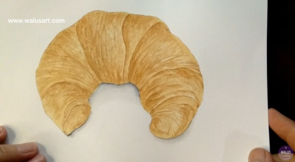 Melukis Roti Croissant dengan Cat Air